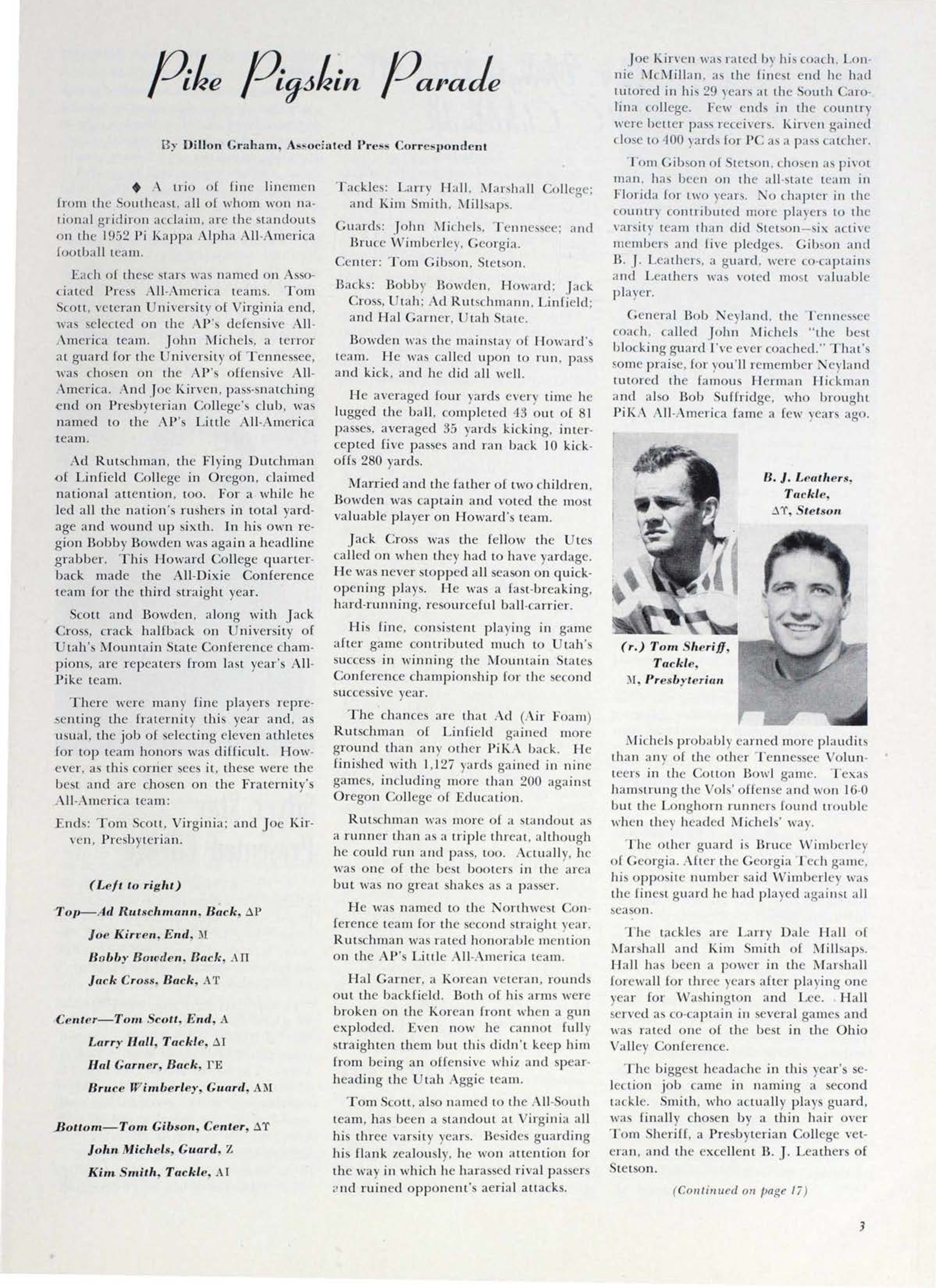 Pike Pigskin Parade, March 1953